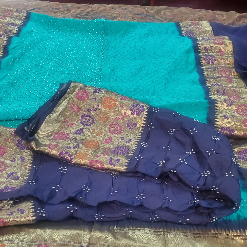 Bandhani Saree / Sari )- Kanchipurum Style-Brand New